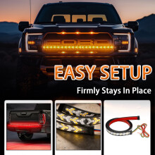 LED-ljusramp med sekventiell sväng/broms/back, röd-gul remsa för pickup/jeep/släpvagn – 1-pack, 12–24V, kompatibel med standardfästen