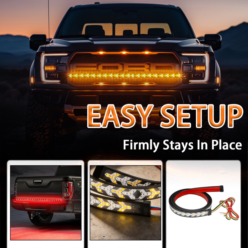 Led Bar With Sequential Turn/Brake/Reverse, - Strip For Pickup/Jeep/Trailer Â 1-Pack, 12-24V, Compatible With Standard Mounts Light/Red/Amber 9329345171093