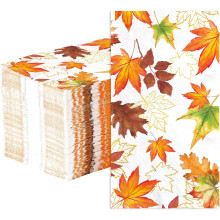 100 Pcs 3-Ply Fall Napkins – Autumn Leaves Design, Disposable Table Decor for Thanksgiving Party, Compatible with Fall Themes