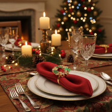 Ronds de serviette de Noël en alliage doré, lot de 4