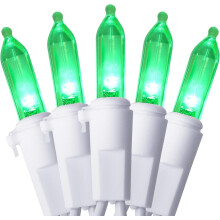 Guirlande lumineuse de Noël verte, 100 LED, fil blanc de 8,2 m