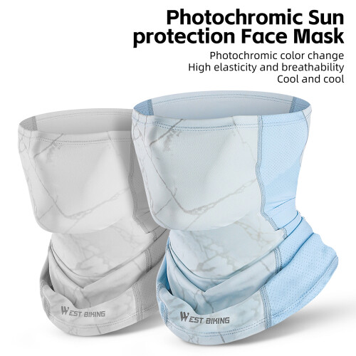 Summer Cycle Face Mask Windproof Running Neck Gaiter, Light Blue/ Grey 1