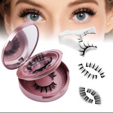 2 pairs of sets Magnetic Lashes,Magnetic Eyelashes with Applicator Natural Look,Reusable No Glue Needed Soft Lashes for Wmen(Natural)