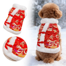 Hundkläder för kinesiskt nyår för katt, tang-outfit, tofsar för hund, cheongsam för tang, vinterjacka för husdjur