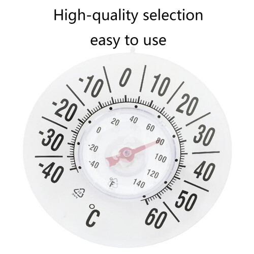 Window Thermometer Temperature Indoor/Outdoor Dial Round Suction On for Windows 1