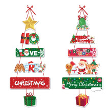 Lot de 2 décorations de Noël à suspendre, en bois, pour sapin, à accrocher à l'intérieur ou à l'extérieur (porche et mur) – Compatible avec