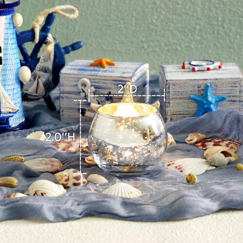 Silver Round Mercury Glass Votive Holders12pcs 1