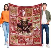 Couverture en flanelle pour les fans de football, idéale pour hommes et femmes. Couverture en flanelle 152 x 127 cm (60 x 50 pouces), parfaite pour