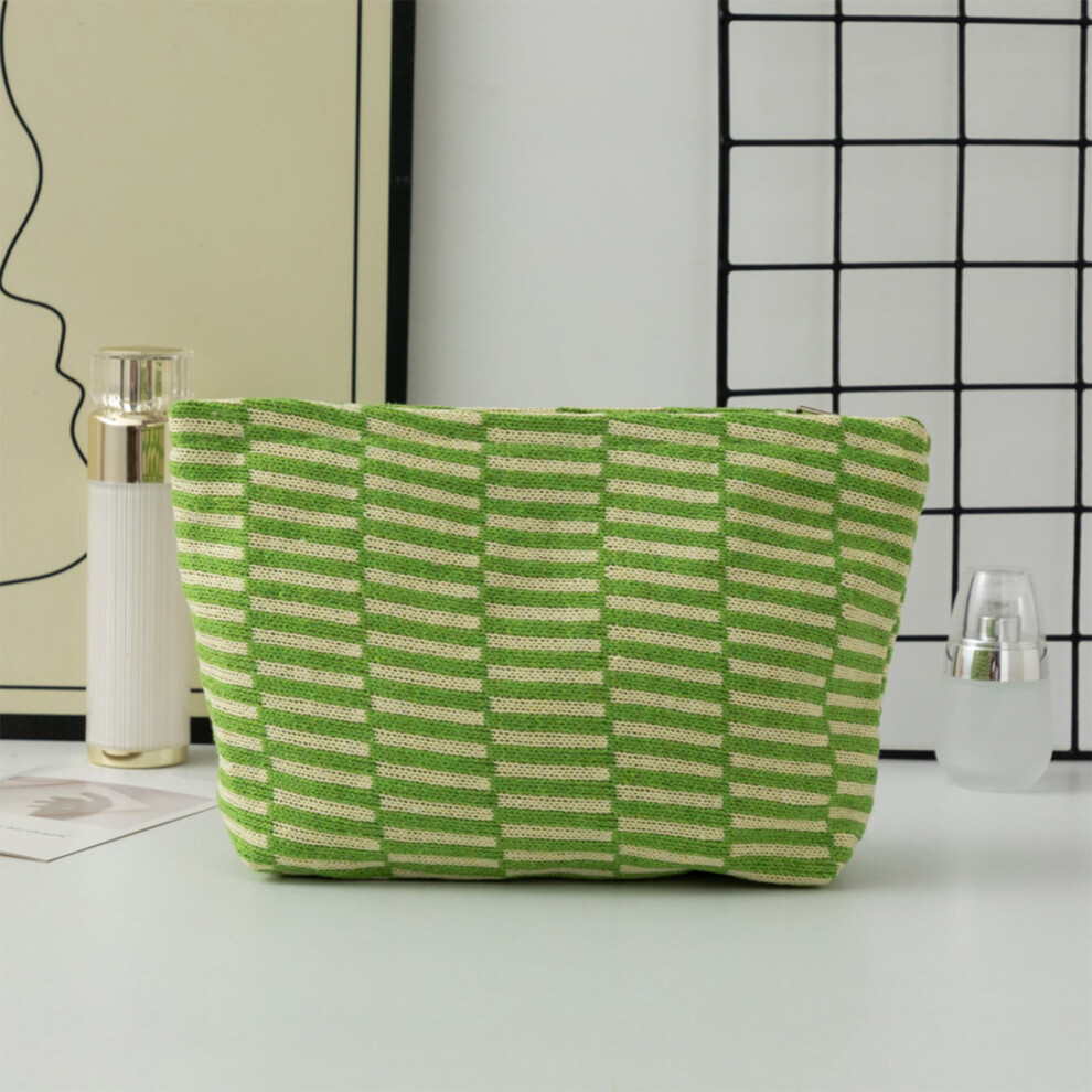 Knitted Makeup Pouch or Pencil Case, Large Capacity Student Organizer for Cosmetics or Stationery