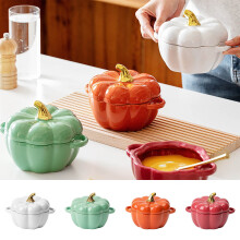 Pumpkin Pottery Dessert Saucepan – Ceramic Covered Dutch Oven, Dishwasher Safe, Halloween & Fall Decor, Compatible with Oven