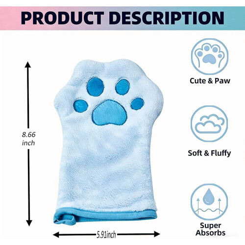 Paw Bathing Towel Microfiber Quick-Dry Blue 2-Pack 1