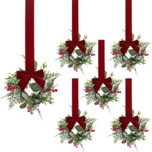 6 Pack Mini Christmas Wreaths for Windows & Cabinets
