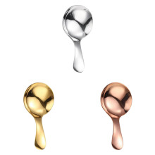 3 mini cucharas de acero inoxidable para botes, mango corto, cuchara redonda engrosada para té/azúcar/condimentos/postres – 9,5 cm