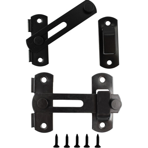 Κλειδαριές πόρτας αχυρώνα RUseeN2PCS, αναδιπλούμενες 180 από ματ μαύρο ανοξείδωτο