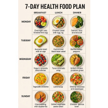 Affiche pour la planification de repas sains - Liste de contrĂ´le nutritionnelle sur 7 jours