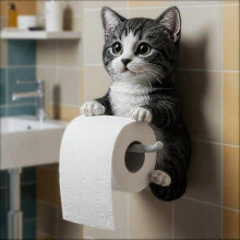 Držák na papírové ručníky Funny3D Cat, nástěnný úložný prostor pro toaletní papír do koupelny a kuchyně