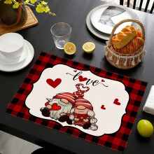 Decoratieve tafelbanner, Valentijnsdag placemat met rood rasterpatroon van een vrachtwagen in westernstijl, placemat/tafelkleed