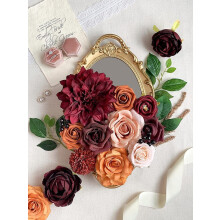 Coffret de 19 bouquets de roses artificielles roses – Décoration à faire soi-même pour mariage, fête prénatale, centres de table et