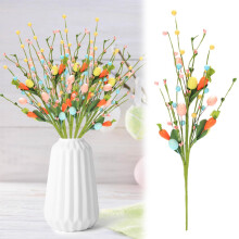 Set med konstgjorda påskblommor: 6 delar färgglada ägg och morotsbär för vårvasarrangemang, heminredning och festdekorationer