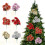 Διακόσμηση λουλουδιών Poinsettia για χριστουγεννιάτικο δέντρο, τεχνητοί θάμνοι με 3