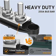 4x 250A 12V Bus Bar Battery Power Distribution Block Car Audio 12 Volt  Busbar 4 X 3/8Inch Posts 6 X 8 Screws
