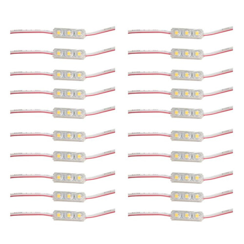 20pcs SMD LED Module Lighting IP67 Waterproof 3 LED Back Lights DC12V 1.5W Mirror Light Led Module Warm White