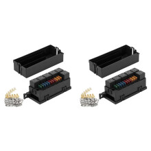2X 12V Auto 11 Way Fuse Relay Box Block with 5 Pin Relay and Fuses for Automotive Car Marine Truck Trailer Boat