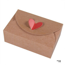 Lot de 10 boîtes cadeaux en papier kraft minimalistes en forme de cœur rouge pour la Saint-Valentin, idéales pour offrir des friandises, des