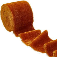 Franja de veludo de seda e nylon laranja, 5 cm x 2,7 m