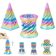 Lot de 3 cônes impossibles, sculpture pyramidale en spirale imprimée en 3D, cadeau anti-stress original, idéal pour les fêtes.