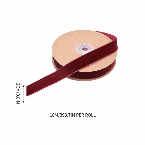 Weinrotes Samtband mit Kordel, 2 cm x 10 m 2