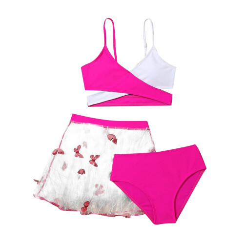 Σετ τριών τεμαχίων μαγιό για κορίτσια, άνετα, αναπνεύσιμα μαγιό για παιδιά,