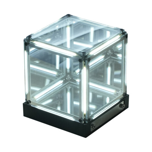 Spiegellamp voor op het bureau, bureauversiering, Infinity Cube Light wit, moderne bureaulamp