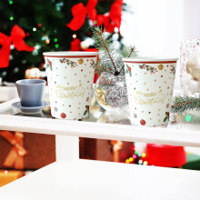 Lot de 40 gobelets en papier de Noël, décorés de flocons de neige et de sapins, adaptés aux boissons chaudes et froides, parfaits pour les fêtes