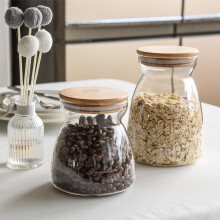 1 pak multifunctionele glazen opbergpotten met houten deksel (700 ml) voor het organiseren van uw keukenvoorraadkast.