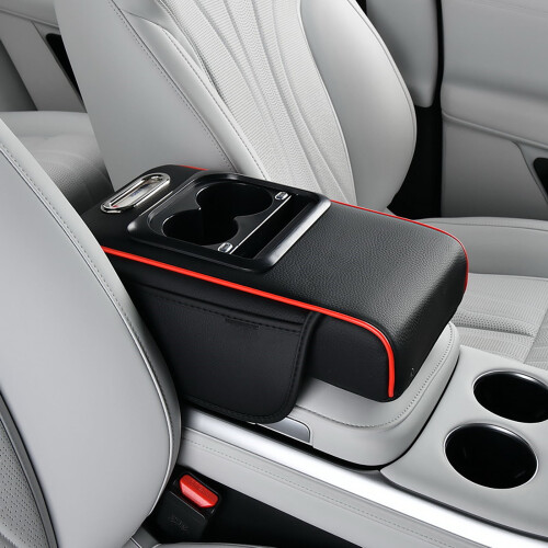 Apoio de braço para carro com porta-copos e compartimento para carregamento