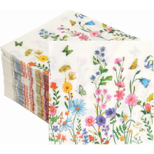 200Pcs Floral Paper Napkins – Disposable Bathroom & Party Napkins, Compatible with Spring, Wedding, Birthday, Baby Shower