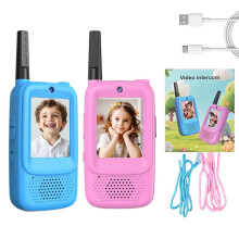 Kids Video Walkie Talkies with Screen, 2-Pack Rechargeable, Compatible with Ages 3-12, Long Range for Camping & Indoor Play, Christmas Birthday Gifts