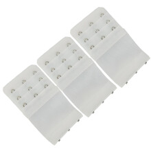 Stretch Elastic Bra Extender, 3-Hook, White (3-Pack)