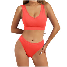 Women's Orange XL Lingerie Set – Sports Tank Top with U-Back Support, Compatible with Fitness & Lounge