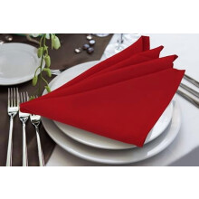 [24 Pack, Red] Cloth Napkins 17x17 Inches, 100% Polyester Hemmed Edges, Washable and Reusable Ideal for Parties, Weddings and Dinners