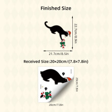 Sticker mural de Noël Chat Noir, vinyle amovible, 1 pièce