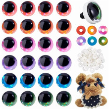 96pcs 6 Colors Moon Safety Eyes with Washers 20mm 3D Crochet Eyes Glitter Safety Eyes