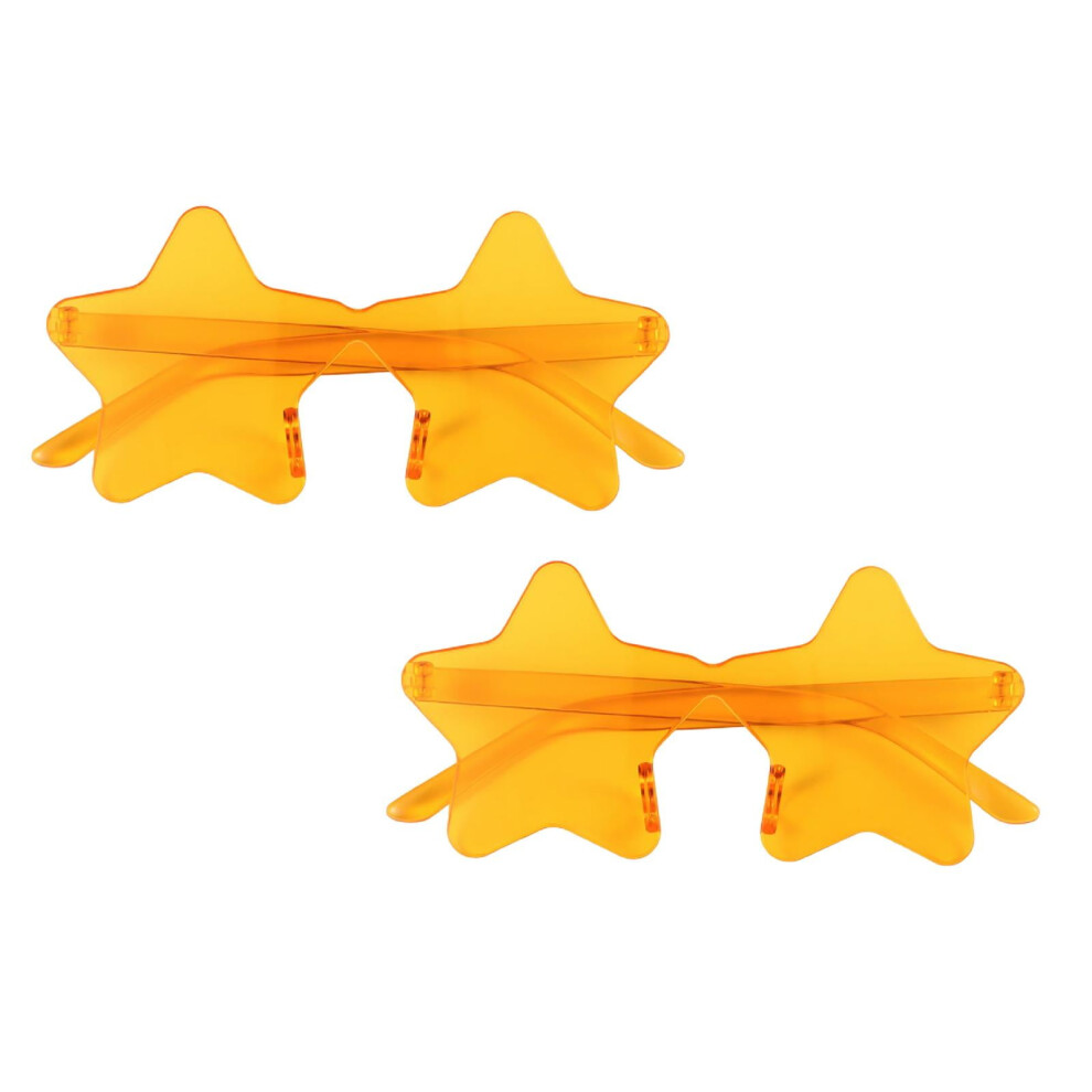 2PC Frameless Star Sunglasses Transparent Candy Colored Sunglasses Party Star Glasses