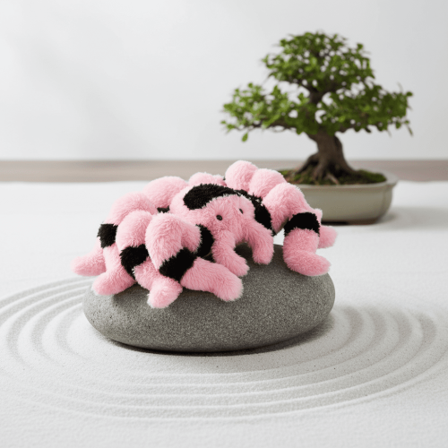 Peluche Tarentule Saint-Valentin 40 cm rose et noire