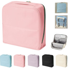 Stylish Portable Standing Cosmetic Bag, Large Capacity, Water-Resistant Oxford Fabric, Multi-Pocket Desktop & Travel Bag (Pink, S)