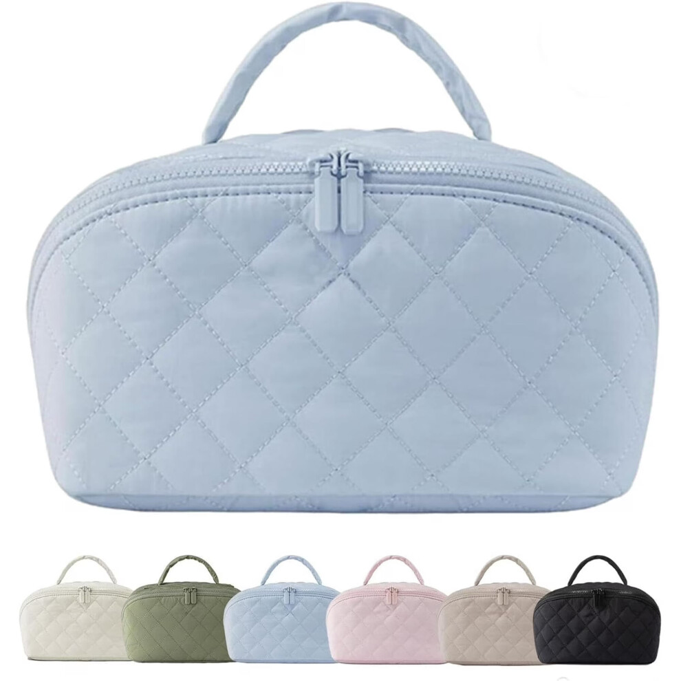 Women's Lay-Flat Makeup Bag â Water-Resistant, Puffy Padded, Easy-Access Cosmetic Organizer