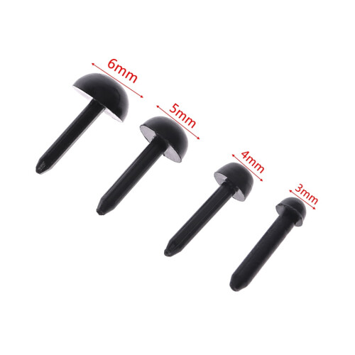 100 occhi di sicurezza in plastica nera per bambole, 3-6 mm 2