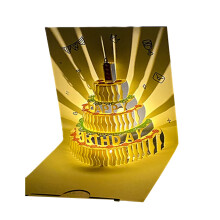 Musical Birthday Cake Card LED Light Greeting Cards with Envelope for All Occasion Girl Kid Wife Postcards