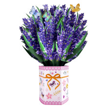Carte de vœux Bouquet de papillons lavande 3D avec feuille d'or